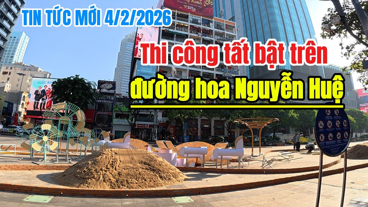 Đường hoa Nguyễn Huệ Tết Bính Ngọ 2026 đang gấp rút thi công- Tết Bính Ngọ 2026