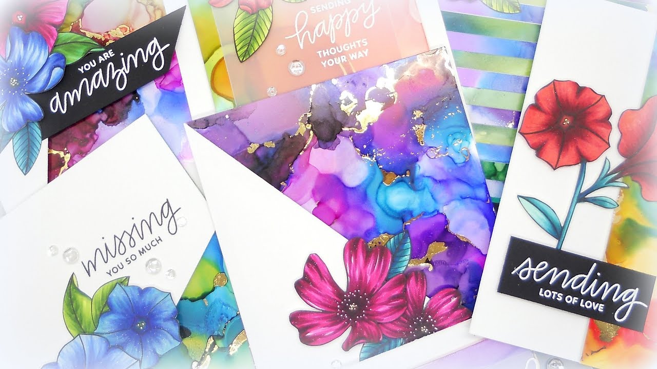 Alcohol Ink Backgrounds with Gold Foil Details