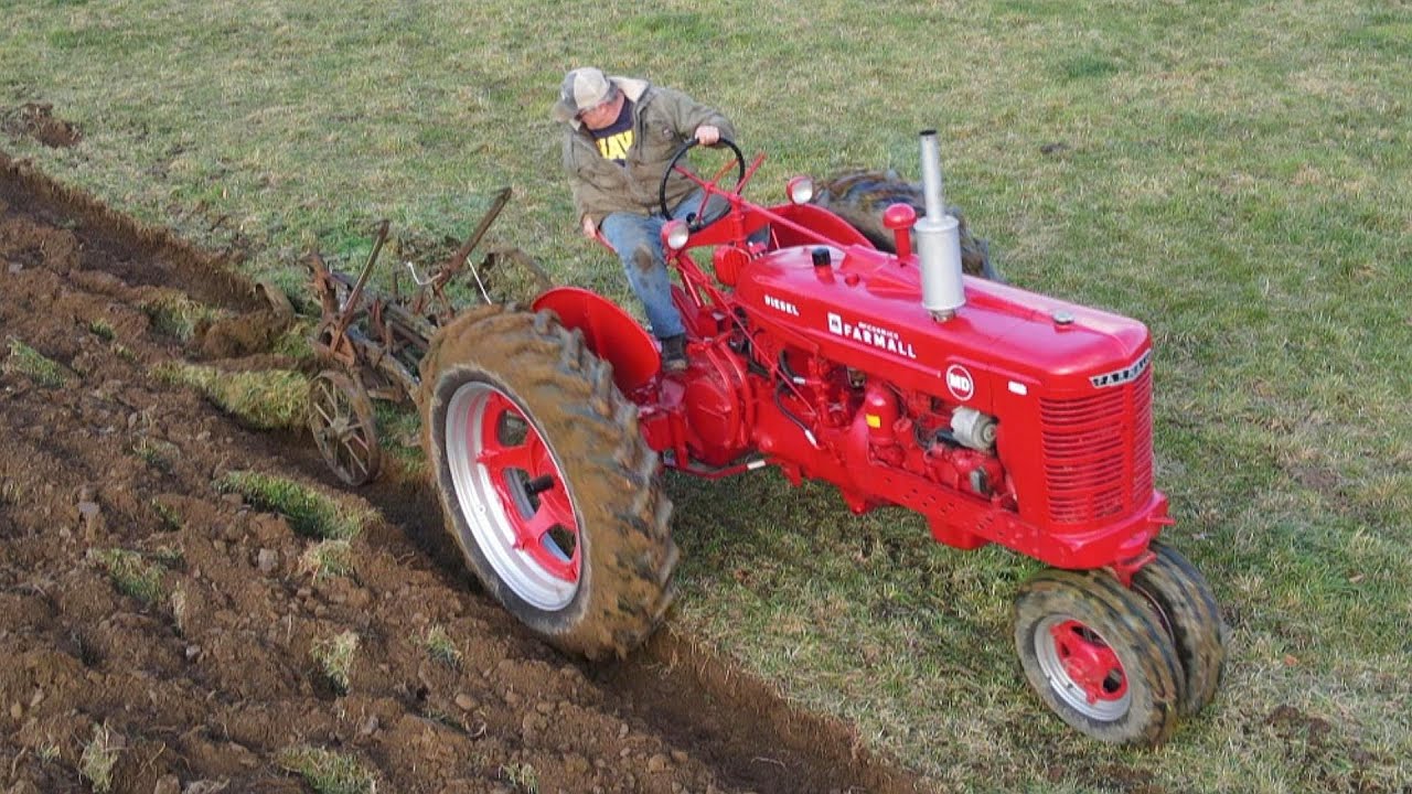 Загон скота на зиму, вспашка с помощью Farmall MD и разбрасывание извести