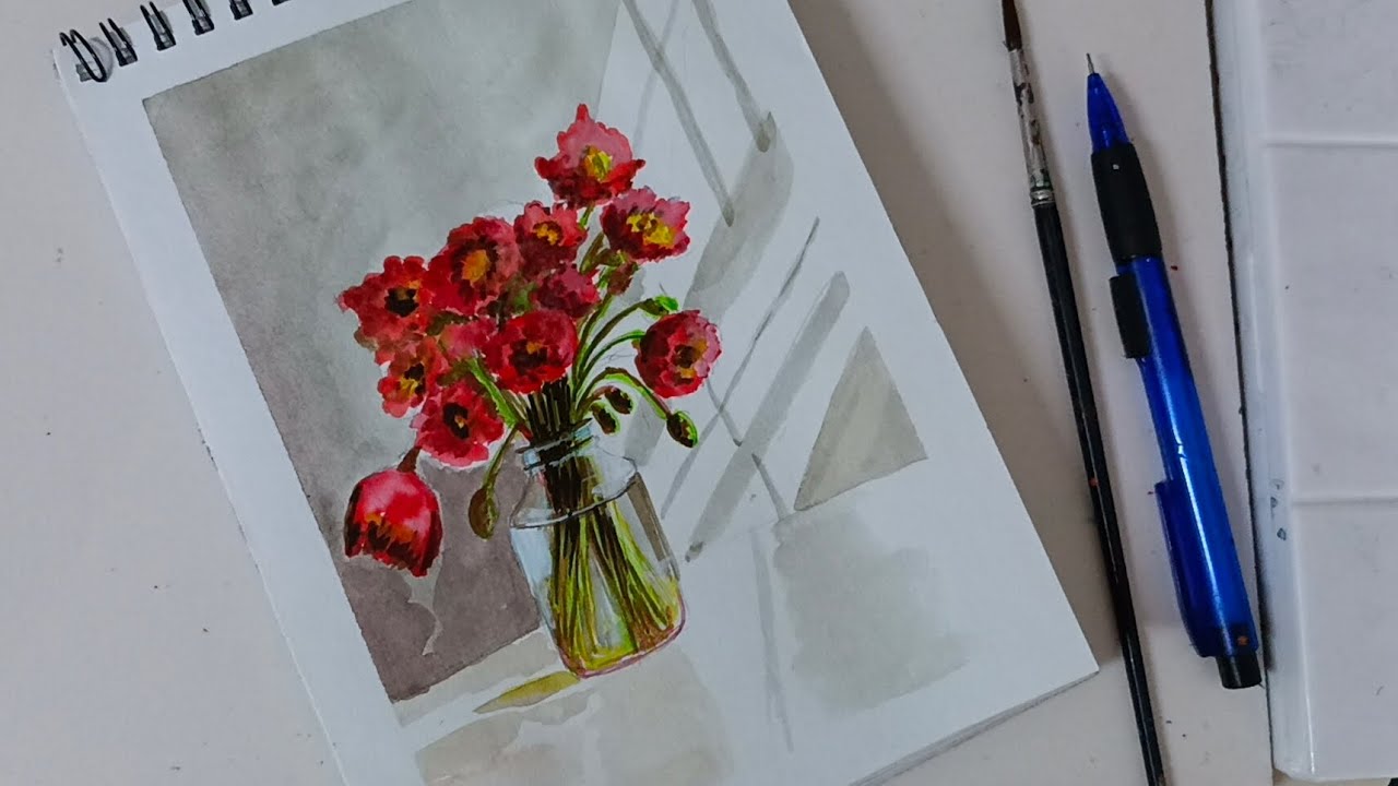Flowers painting tutorial for beginners ll water colour flower painting 🖌️🖌️