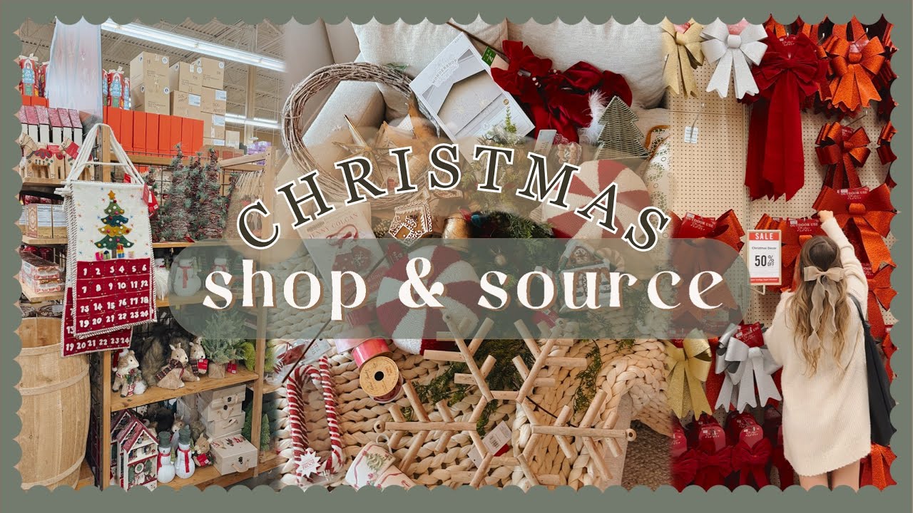 CHRISTMAS SHOP & SOURCE WITH ME | Thrifting, HomeGoods, World Market, library finds, & haul!🎄