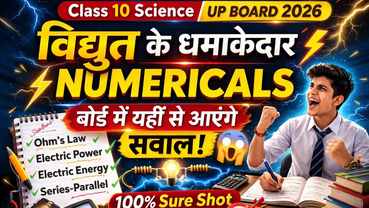  ⚡️विद्युत (Electricity) Most Important Numericals⚡| class 10 up board 2026 |