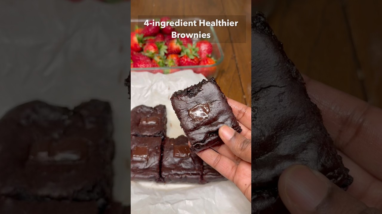 4-ingredient Healthy Brownies🤩 #healthydessert #healthyrecipes  #easyrecepies