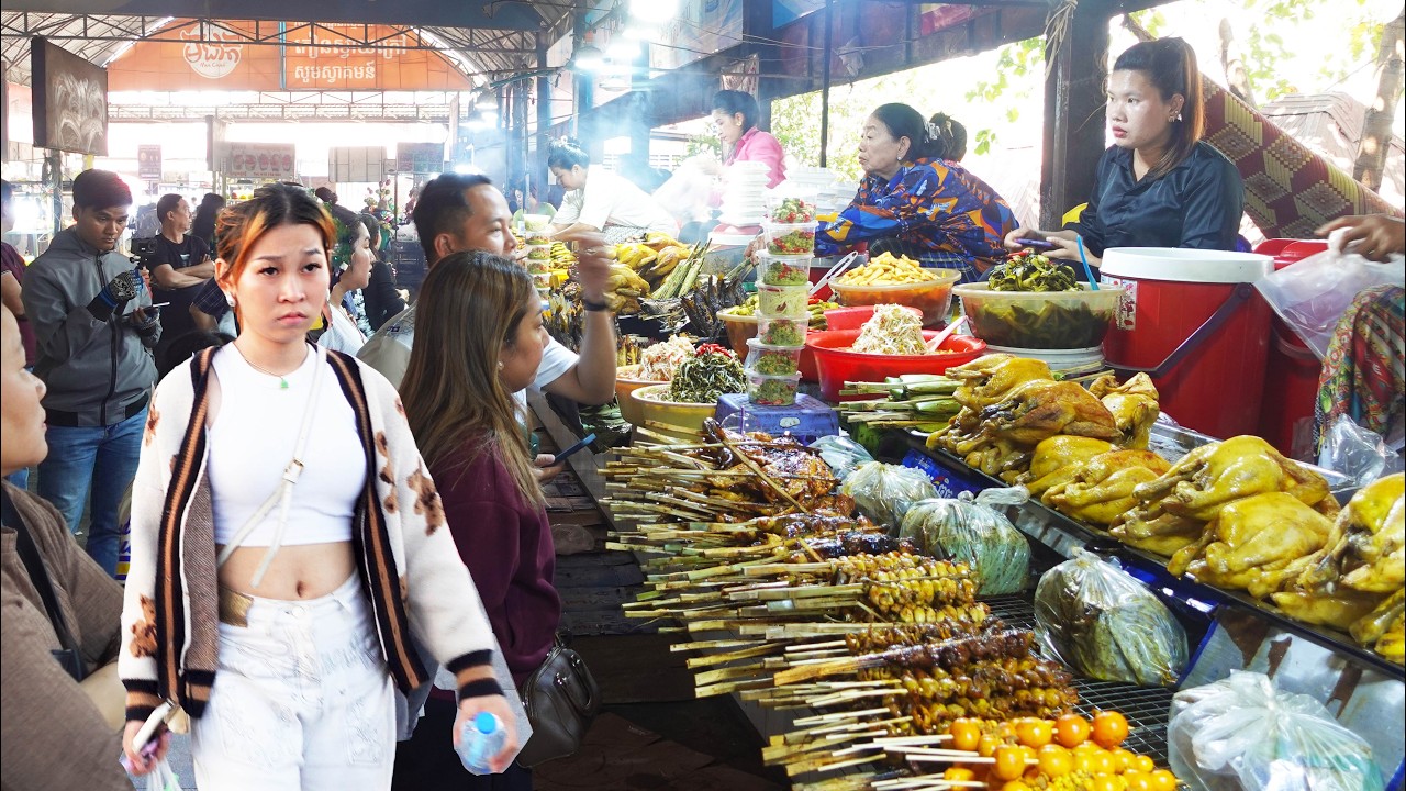 CAMBODIAN Street Food 2026 - Walk Tour Countryside Food Market, Kien Svay Krao Resort