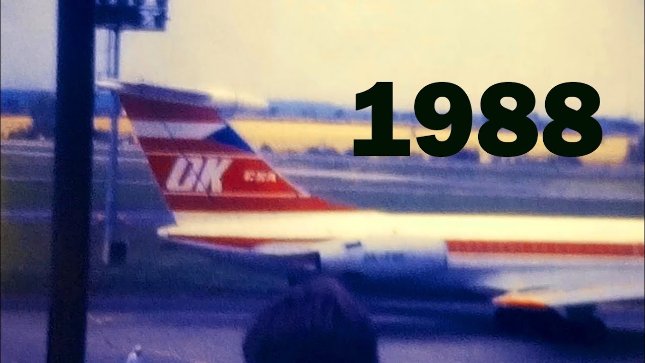 IL-62 ČSA. 727 PANAM a stará terasa letiště Ruzyně 1986+1988 scan super8