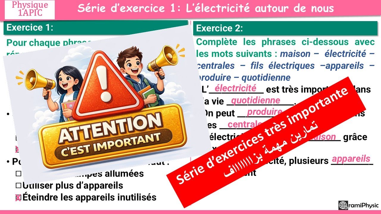 l'électricité autour de nous 1er année collège  Top physique chimie