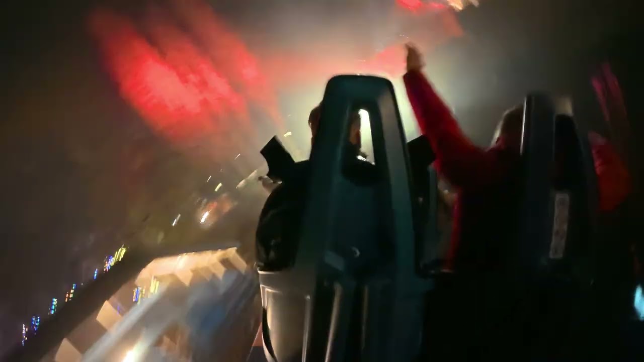 Walibi Belgium Mecalodon 2nd Row Left Side Night Ride POV December 2025
