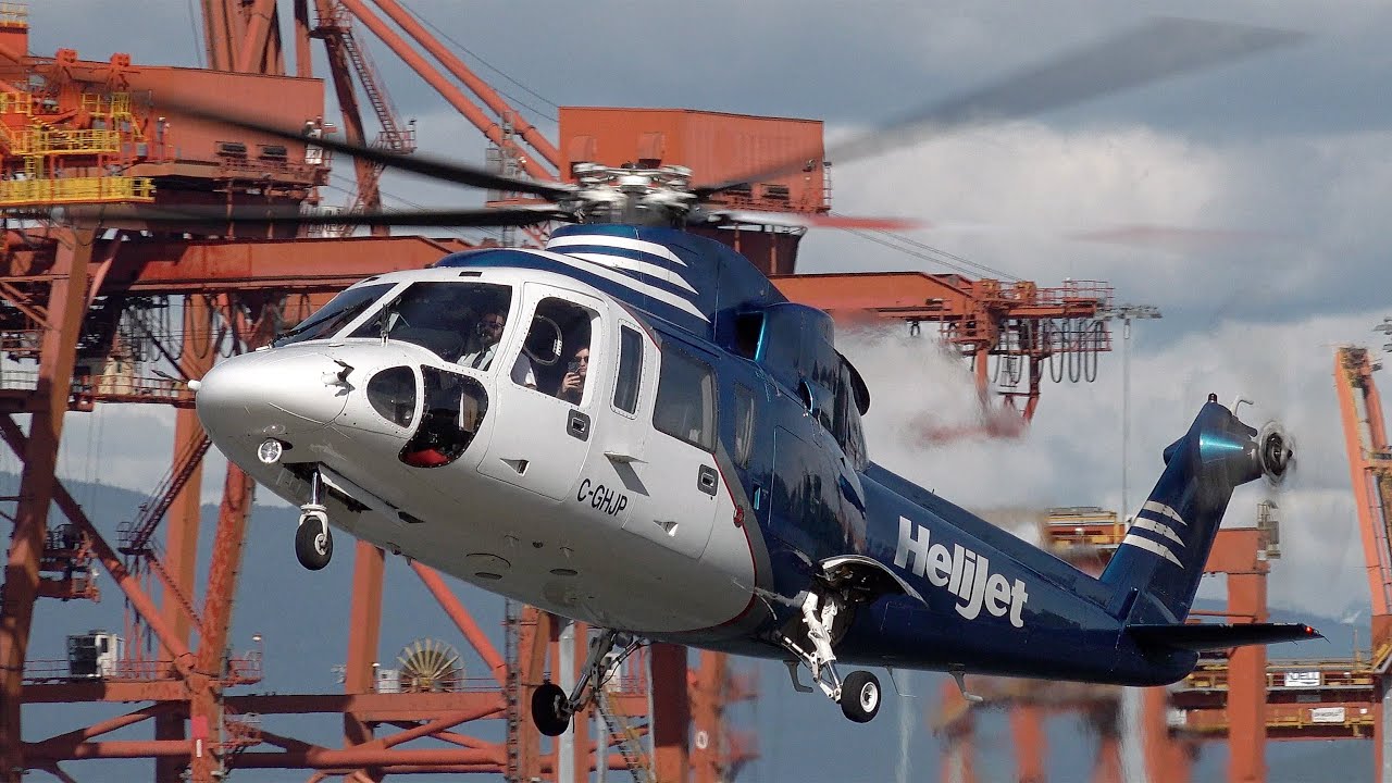 HeliJet Sikorsky S-76 Approach & Landing in Vancouver (C-GHJP)