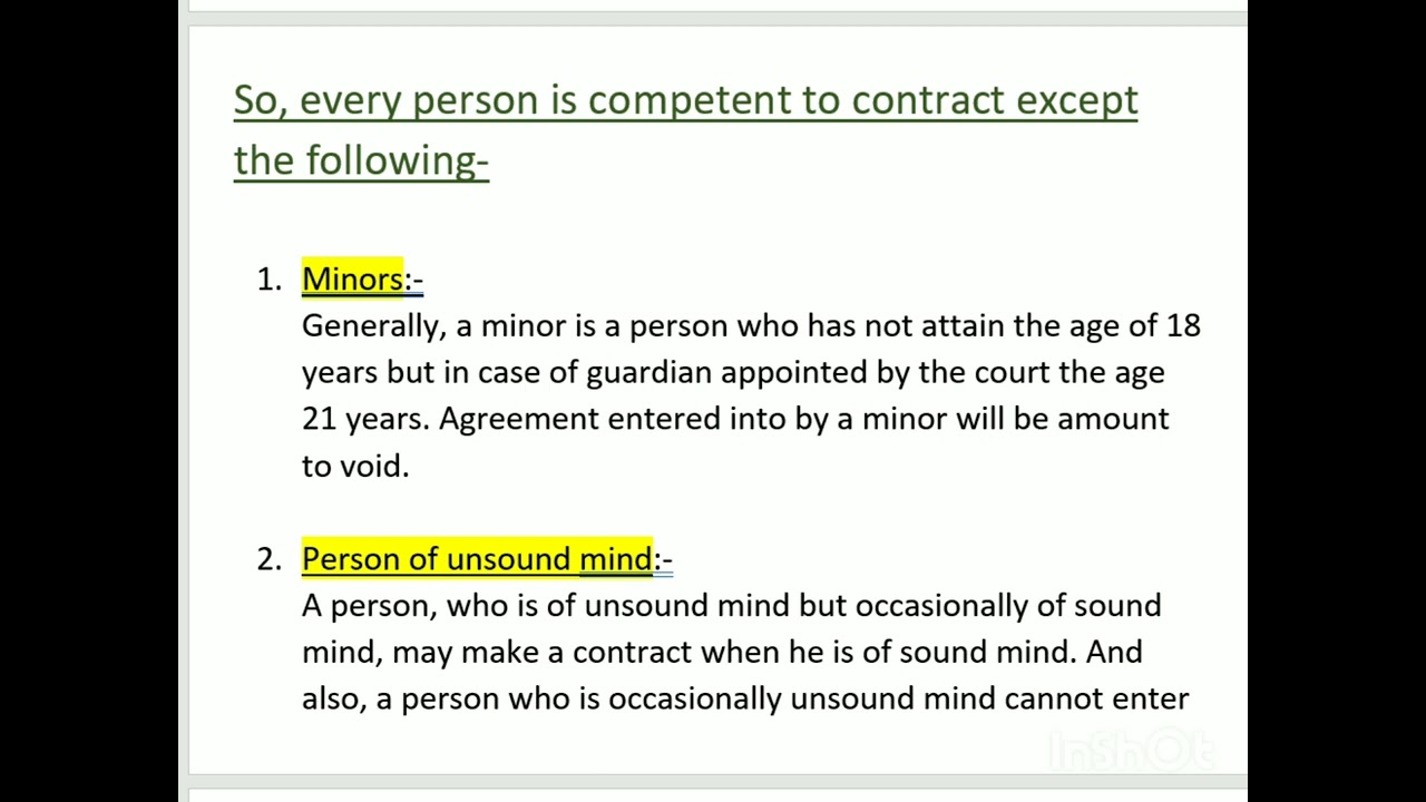 Capacity to Contract- Competent to Contract-S.11 of the Contract Act-Law of Contract⚖ || StuNerd ||