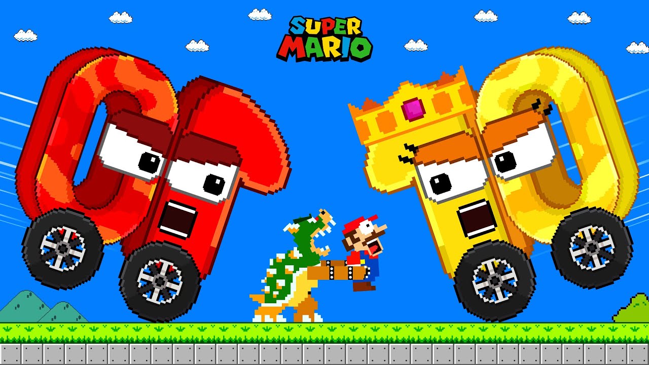 Wonderland: Mario Escape Big & Small Baby Number Lore CARS (1-10) Maze Mix Level Up | Game Animation