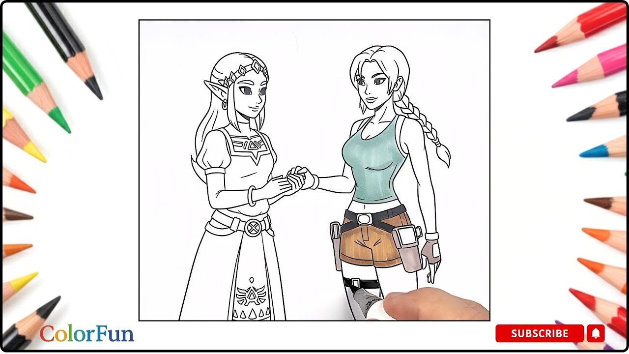Epic Character Coloring - Zelda and Lara Croft / Satisfying Marker Coloring