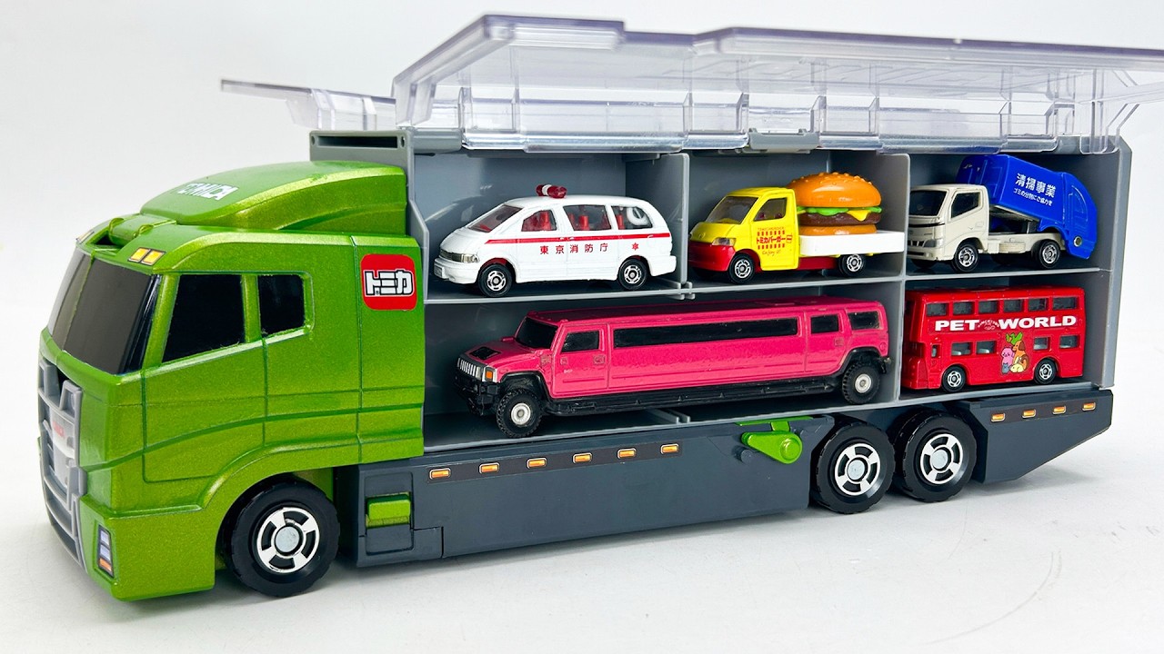 トミカ☆ミニカー開封＆コンボイ収納！ラストは緊急走行レーステスト！Tomica Mini Cars Unboxing & Convoy Loading! Emergency Driving Test!