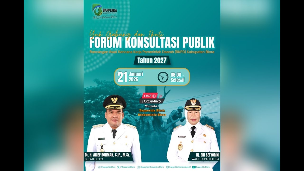 FORUM KONSULTASI PUBLIK RANCANGAN AWAL RKPD KABUPATEN BLORA TAHUN 2027