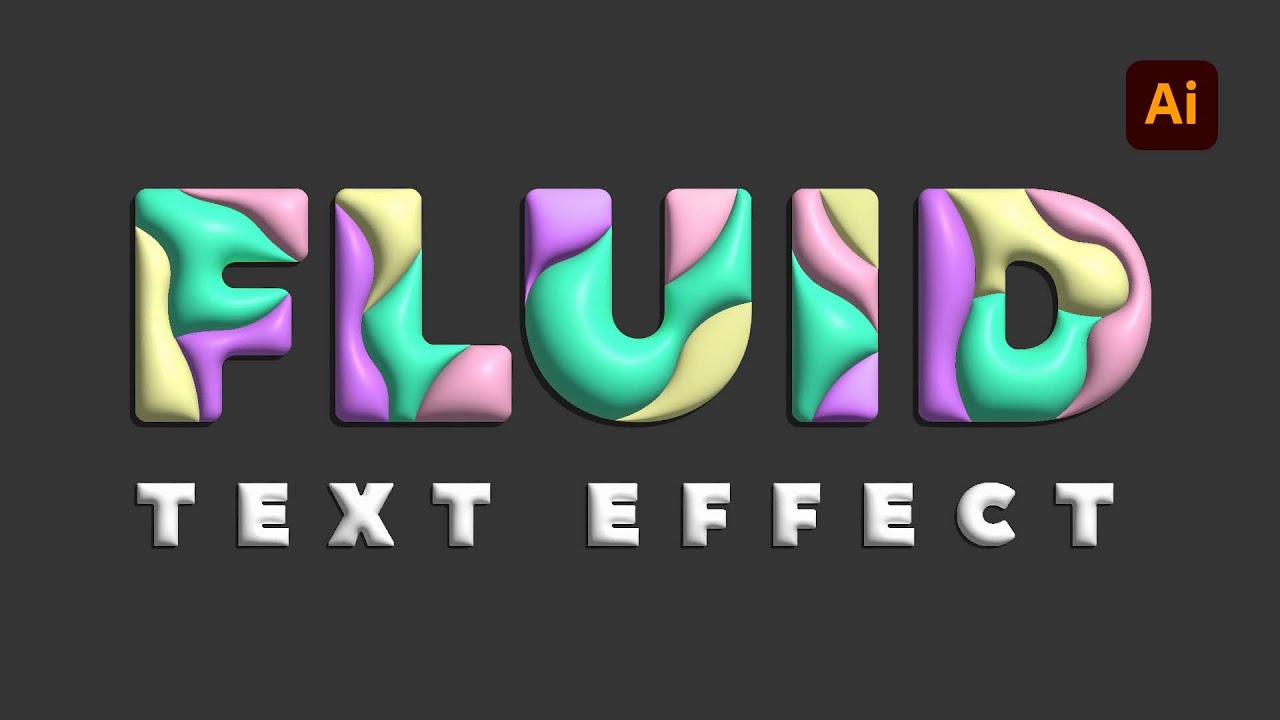 How to Create a 3D Pastel Liquid Text Effect in Illustrator | Step-by-Step Tutorial