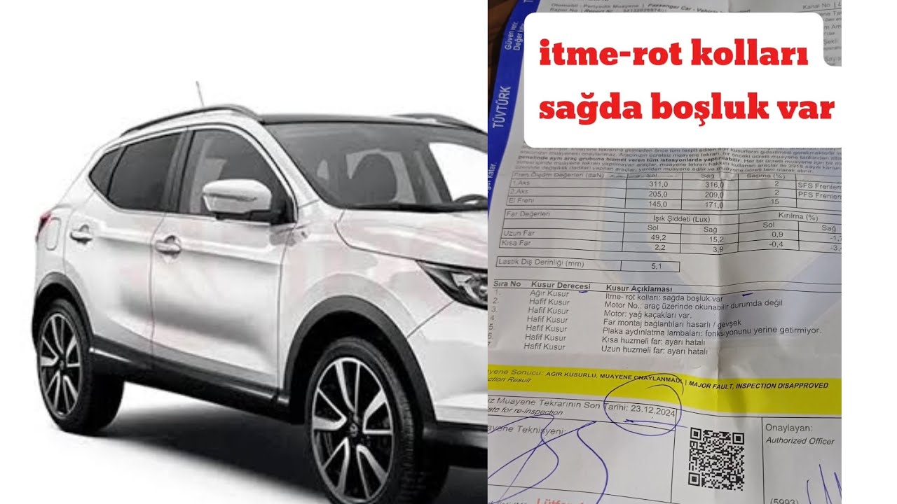 Muayeneden kalan aracımız, Rot kolunda boşluk var! 
