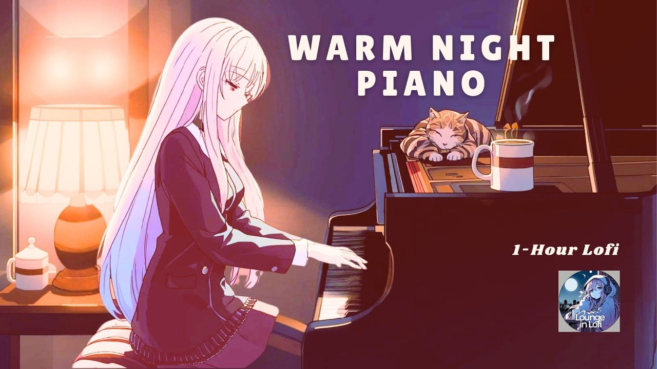 Warm Night Piano — 1 Hour Dreamy Lofi Music for Study, Relaxing & Late Nights