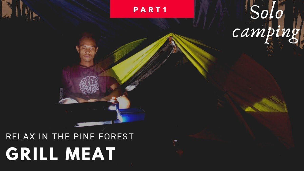 Camping hutan pinus, panggang daging, hujan gerimis