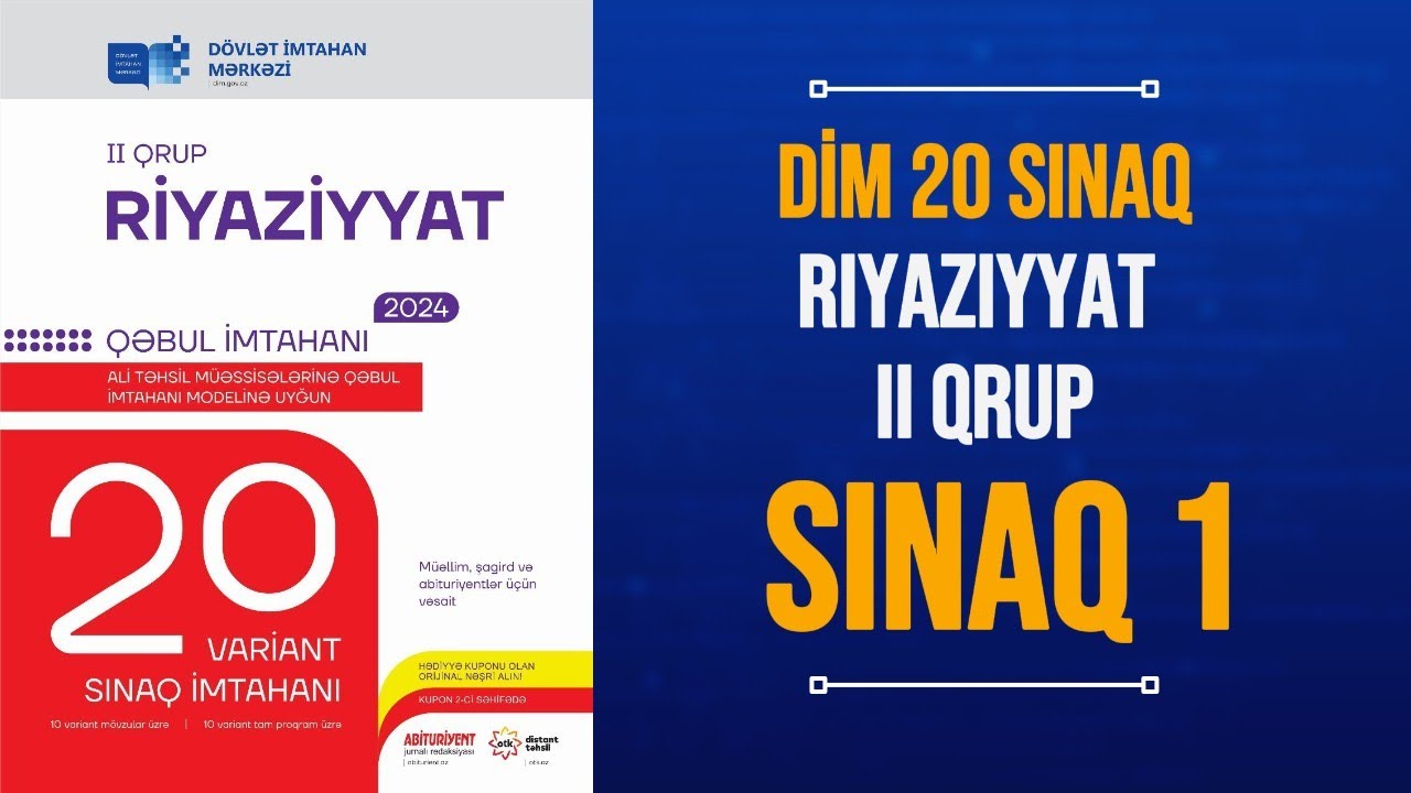 dim 20 sınaq II qrup riyaziyyat sınaq 1