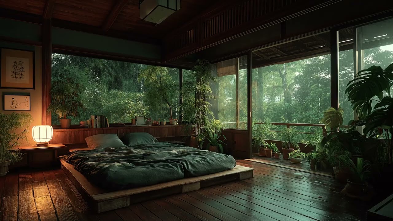 Piano & Rain Sleep Ambience 🌧️🛏️ | Warm Bedroom with Window Rain | 3 Hours Calm Relax Sleep Study