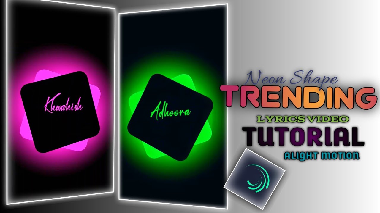 Neon Shape Text Animation Video Editing ! Glowing Lyrics Video Editing In Alight Motion..