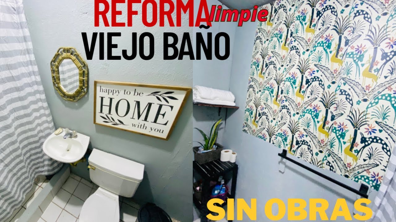 ASI RENOVE El ✨BAÑO  CON SOLO PAPEL  y PINTURA  💵 #remodelacion #hogar#cambio #casapequeña