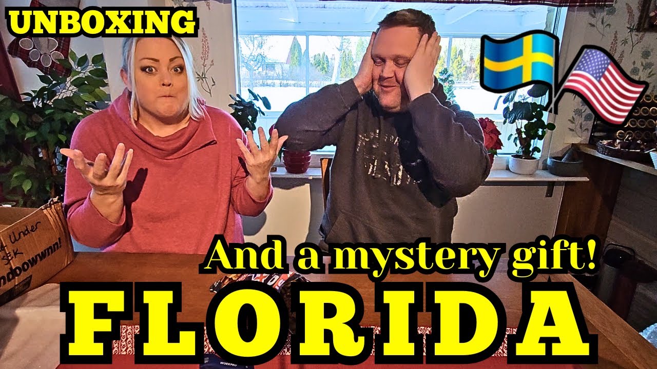 Swedish couple unbox Amazing gifts from Florida and a Mystery box!