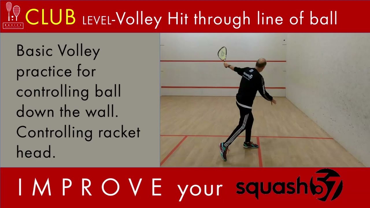 Squash57 Club basic volley down wall controlling racket head