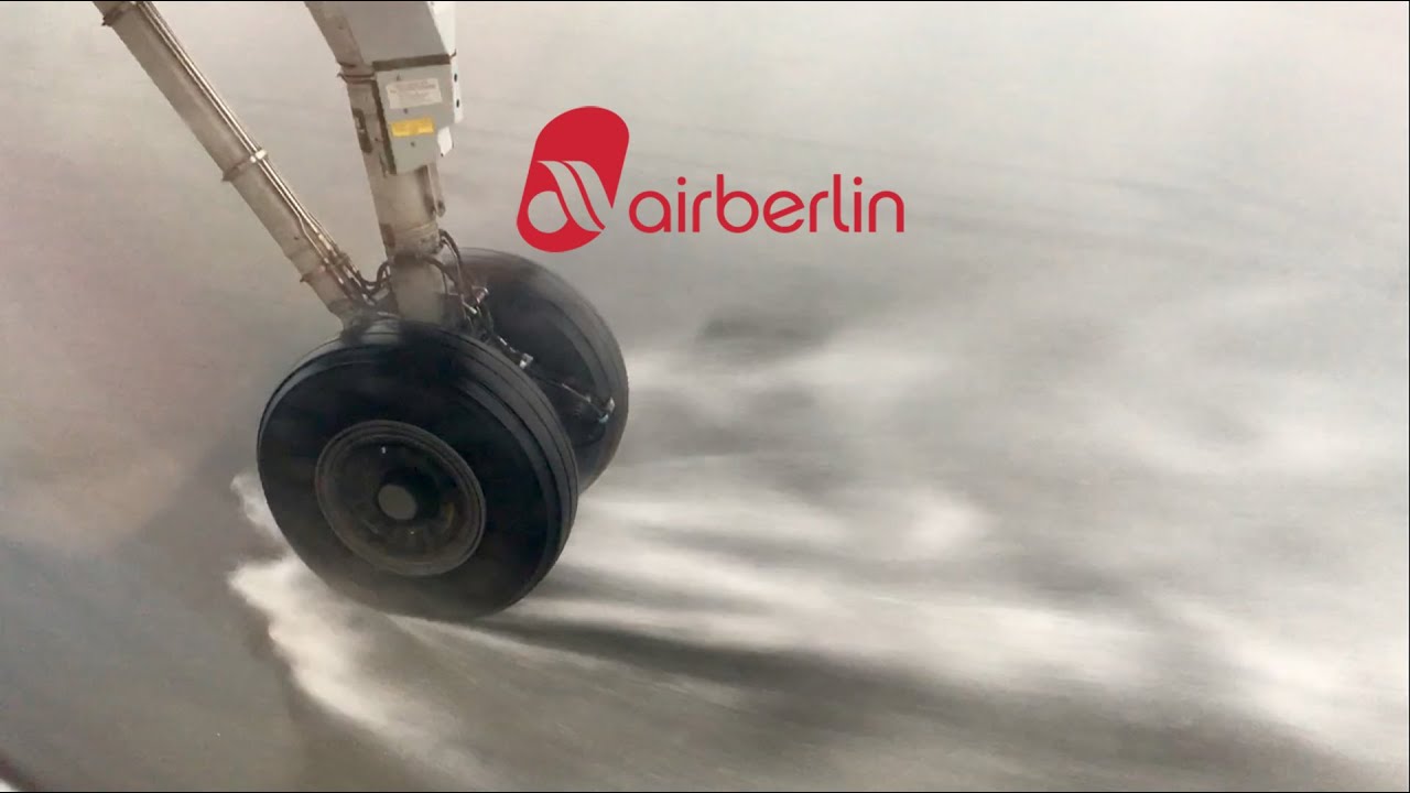 Air Berlin Dash 8-Q400 Very Wet Landing at Warsaw Chopin Airport