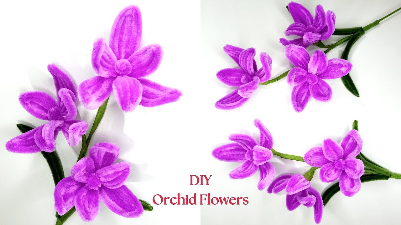 DIY Flower - How to make dendrobium orchid flower with Pipe cleaners | Chenille Stems Craft
