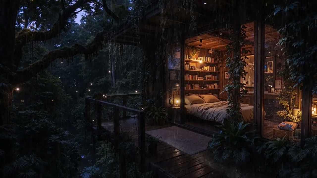 Peaceful Rain in the Woods Around a Warm Cabin 🌧️🏡 | 8 Hours Deep Sleep Ambience (4K – No Ads)