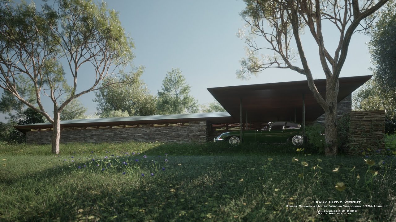 Frank Lloyd Wright - Roger Schwenn house (Verona, Wisconsin). Unbuilt Project
