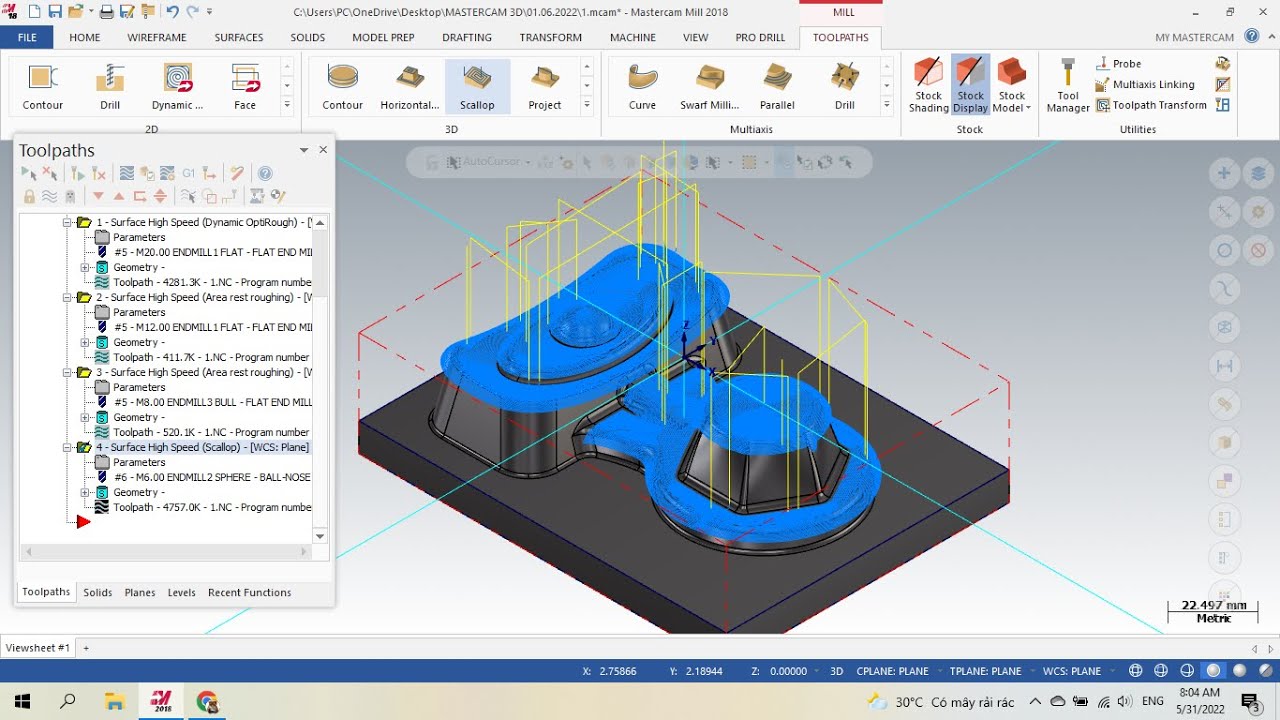 Lập trình gia công  trong Mastercam với  Phương Pháp Đi Tinh Raster # 7