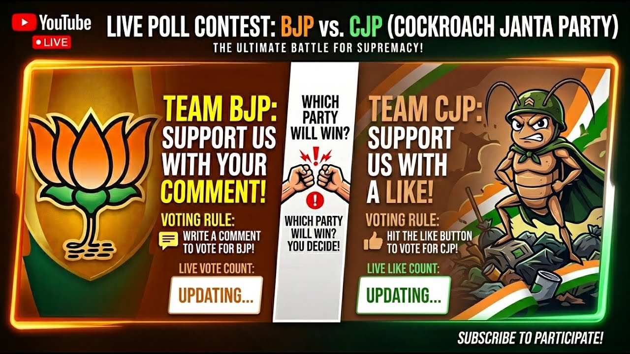 BJP vs. Cockroach Janta Party: The Live Vote Battle! 🪳