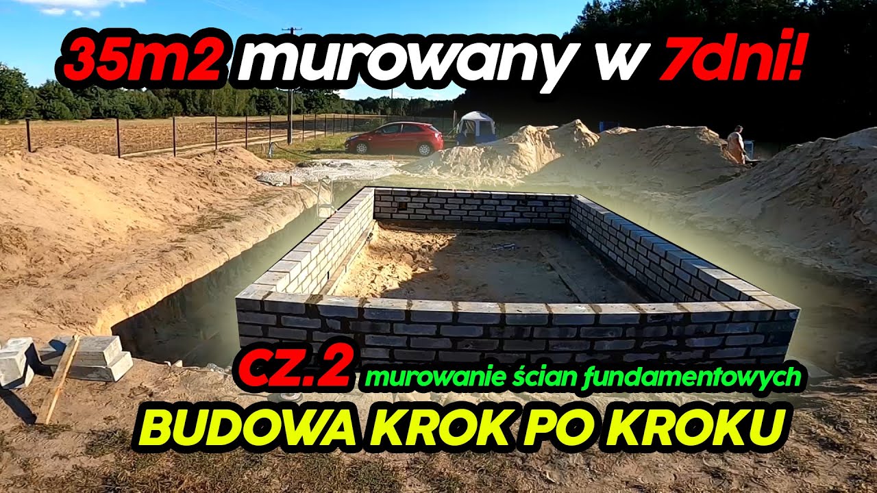 Dom 35m2 w 7 dni. Murowanie ścian fundamentowych 35m2. Dom 35m2 murowany z antresolą. Cz. 2.