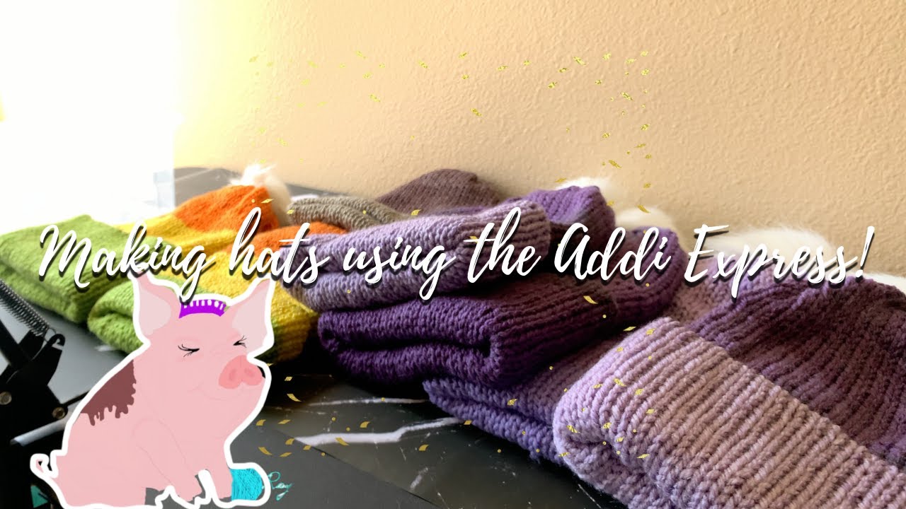 knitting a TON of hats using my Addi Express Knitting Machine! | RayaLight Knits