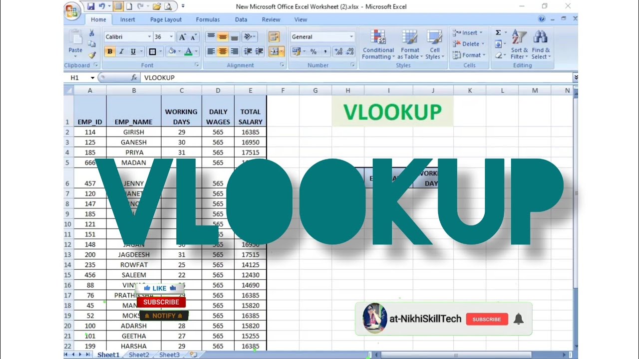 MS EXCEL Formula Function Vlookup, Hlookup and Lookup Explained In ಕನ್ನಡ