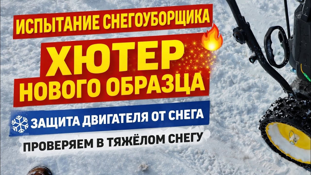 Утром решил испытать снегоуборщик Хютер нового образца, с защитой двигателя от снега, в работе...