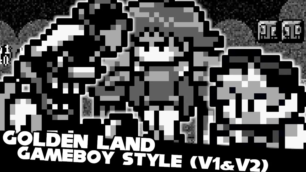 FNF | Golden land BUT GAMEBOY STYLE! (V1 & V2) (Vs Mario Madness) | Mods/Hard/Gameplay |