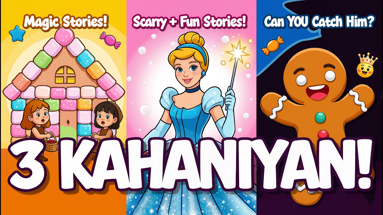 Hansel & Gretel | Gingerbreadman | Cinderella | 3 in 1 tales | बच्चों की नयी हिंदी कहानियाँ