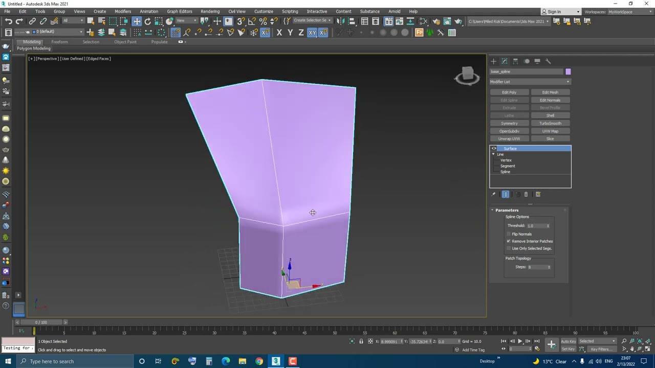 Lesson 12 - 3DS Max - Total Beginners - 2D Shapes - Part 6 - Cross Section