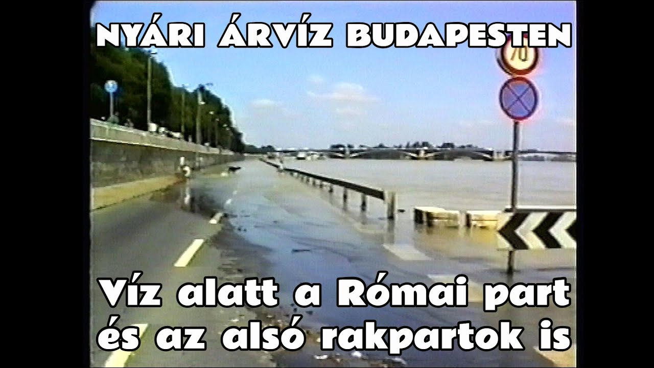 1997.07.10. Hatalmas nyári árvíz Budapesten. Árpád híd, Pünkösdfürdő, Batthyány tér, Római part