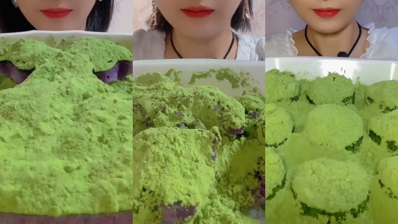 ASMR 얼음먹방 GREEN MATCHA POWDER ICE EATING SOUND 💚🍵 FOAM ICE CRUNCH 녹차 | Матча | 抹茶 | ماتشا