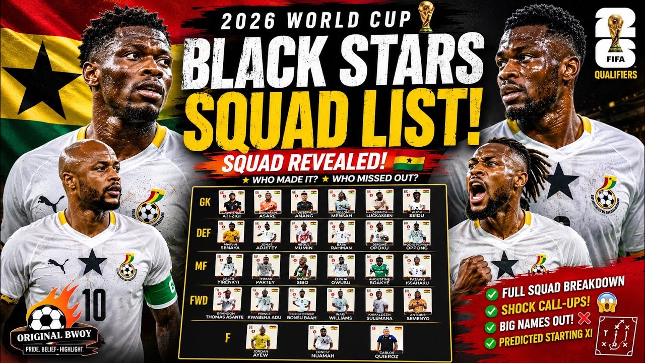Black Stars 2026 World Cup Squad List Revealed | Full Ghana Squad Analysis 🇬🇭&rdquo;