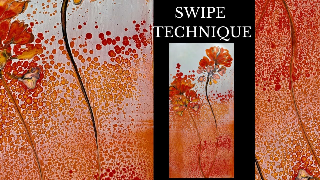 Fluid Art: Orange Flowers in a Mesmerizing Acrylic Pouring