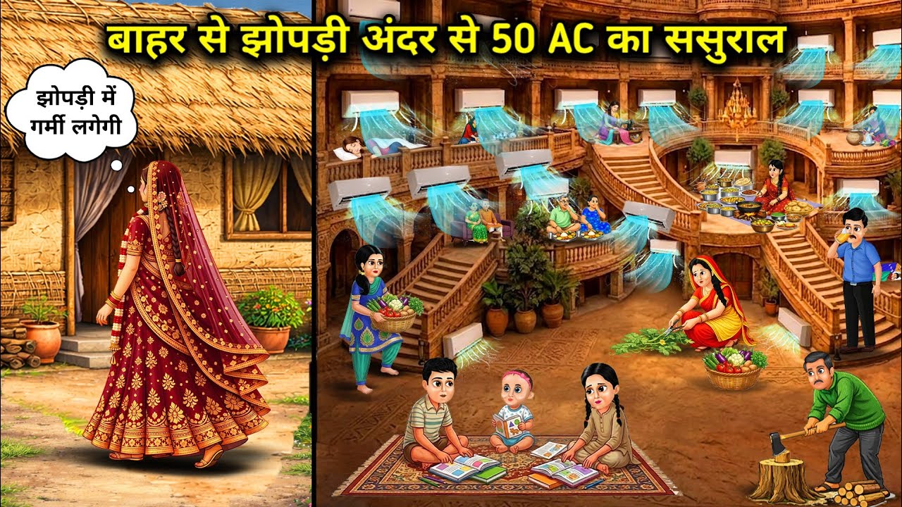 बाहर से झोपड़ी अंदर से 50 AC का ससुराल || Hut from outside, in-laws house with 50 ACs from inside...