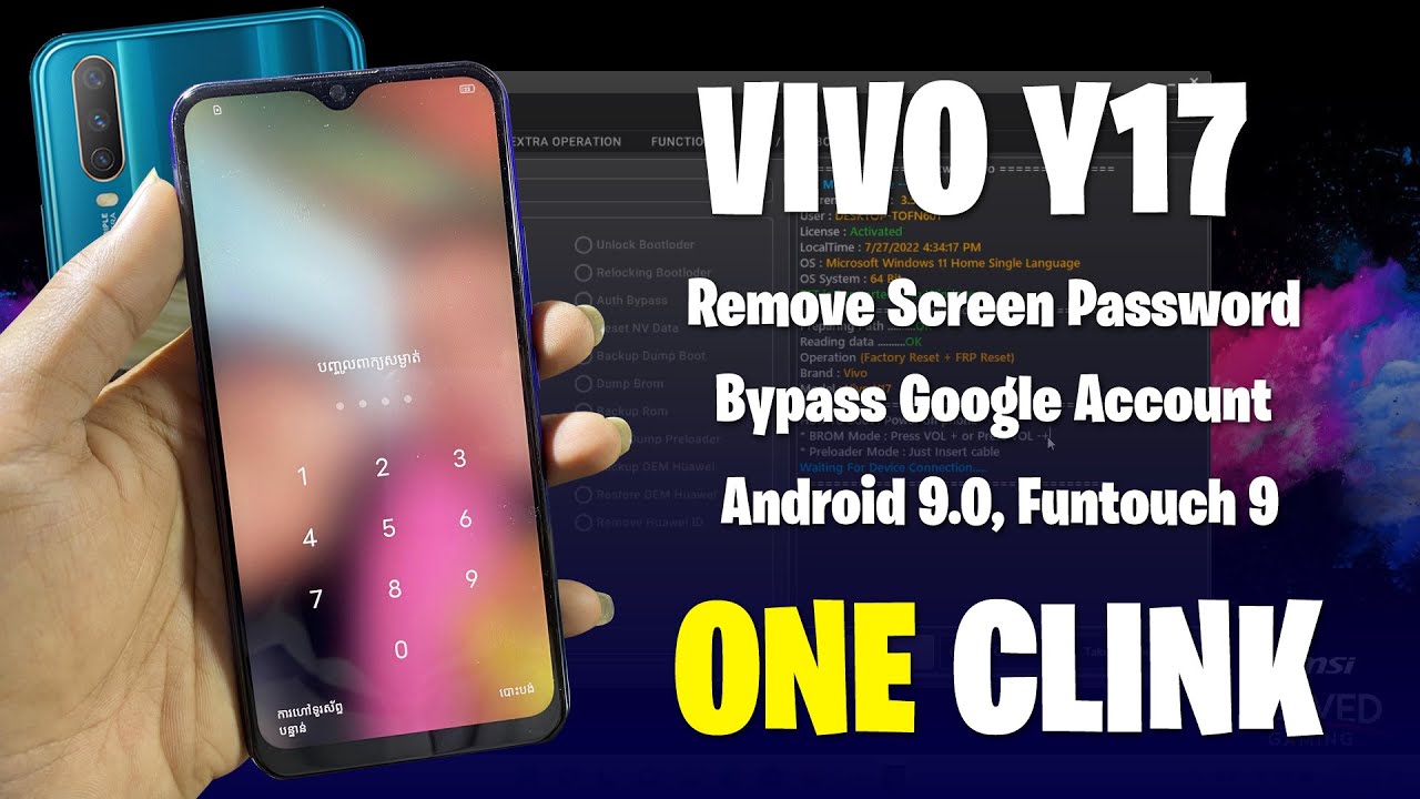 Vivo Y17 unlocking software Android 9.0, Funtouch 9, Vivo 1901 One Clink Remove