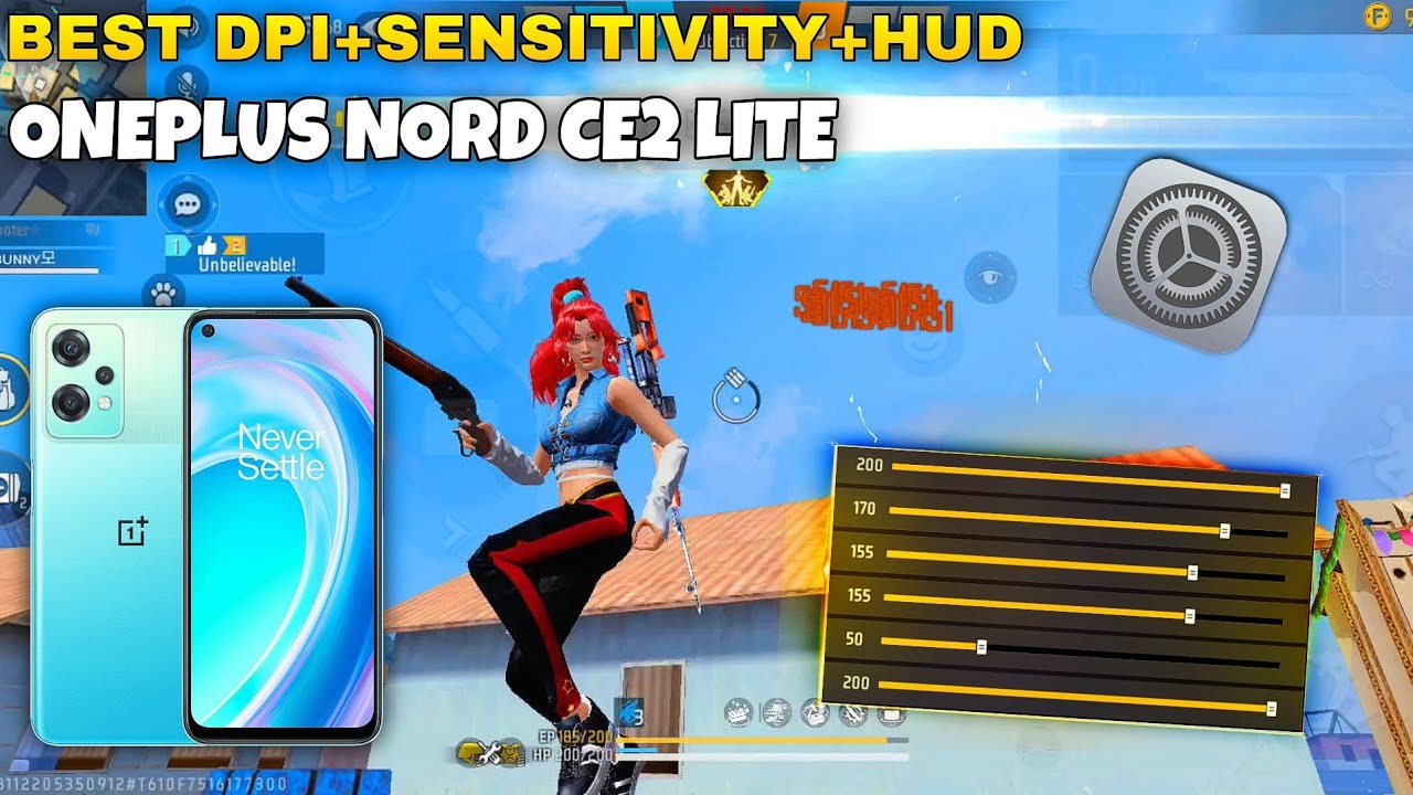 ⚙️ Oneplus Nord Ce2 lite free fire best dpi+sensitivity+hud || Oneplus nord ce2 lite free fire