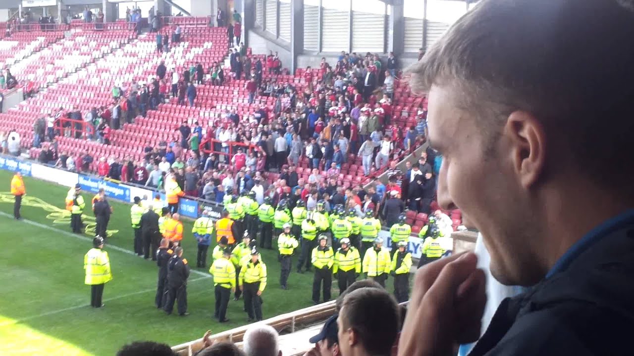 Chester Fans Celebrating at Wrexham