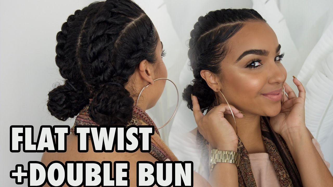 FOR WORK + SCHOOL + GYM Flat Twists with Bun Hairstyle!