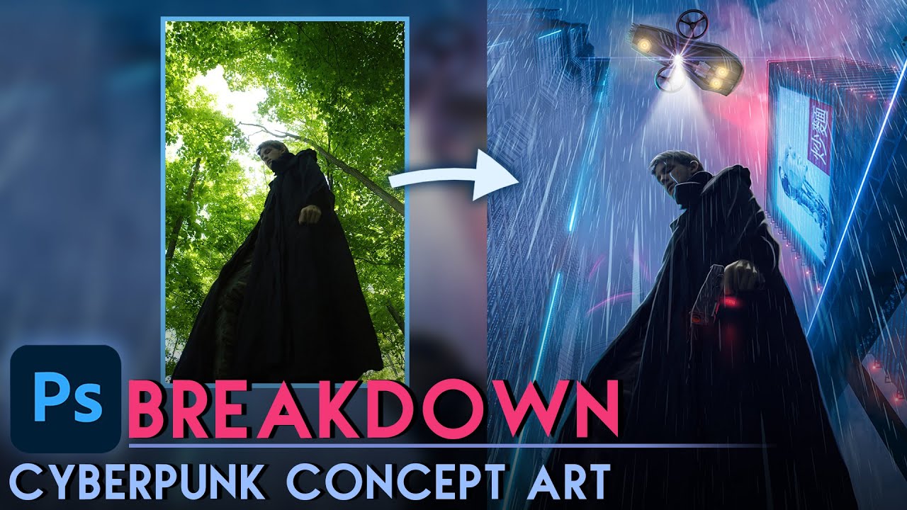 Futuristic Cyberpunk Sci-Fi  Art PHOTOSHOP Layers Breakdown